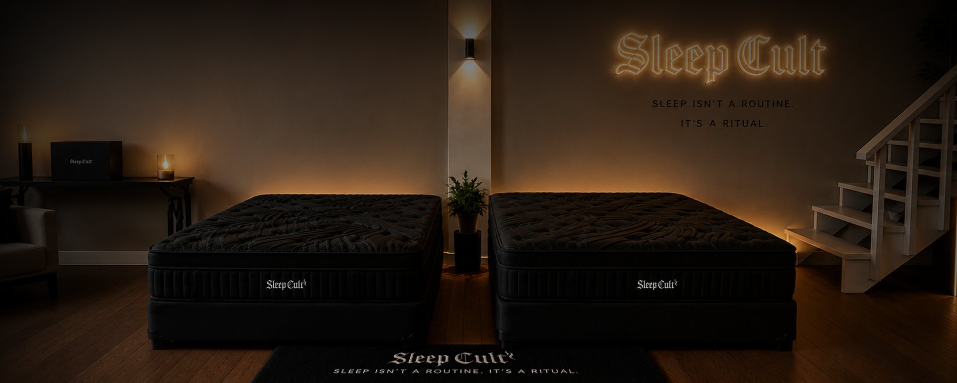 Two Sleep Cult mattresses in the Toronto showroom